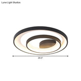 Circle Ceiling Lamp - Metallic Flush Mount Lighting In Black With Warm/White Led Light