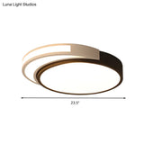 Circle Flush Mount Led Ceiling Light In Modern Black And White Acrylic Design For Bedroom