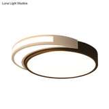 Circle Flush Mount Led Ceiling Light In Modern Black And White Acrylic Design For Bedroom
