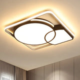 Circle Flushmount Led Light With Acrylic Modern Frame – Warm Or White Black / 16’