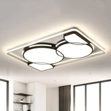 Circle Flushmount Led Light With Acrylic Modern Frame – Warm Or White Black / 35.5’