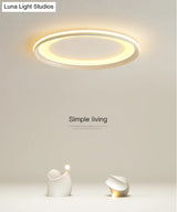 Circle Metal Shade Led Bedroom Flush Mount Ceiling Lamp - Minimalist Style