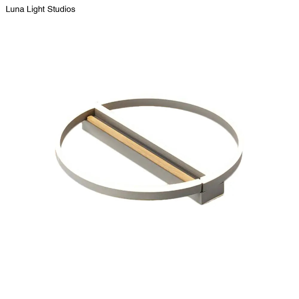 Circle Semi Flush Mount Metal Led Ceiling Fixture In Gold/Grey - 16.5’/20.5’ Wide Minimalistic