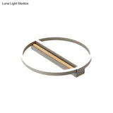 Circle Semi Flush Mount Metal Led Ceiling Fixture In Gold/Grey - 16.5’/20.5’ Wide Minimalistic