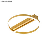 Circle Semi Flush Mount Metal Led Ceiling Fixture In Gold/Grey - 16.5’/20.5’ Wide Minimalistic