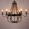 Circular Black Metal Ring Pendant Light With Rope Hanging - Industrial Ceiling Fixture 6 /