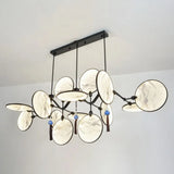 Circular Fan Island Lamp: Modern Acrylic Led Suspension Light With Landscape Print Perfect For