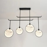Circular Fan Island Lamp: Modern Acrylic Led Suspension Light With Landscape Print Perfect For