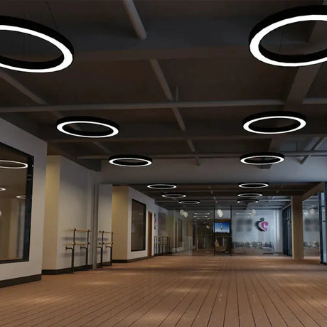 Circular LED Pendant Light in Black Black / 16’’ Lights