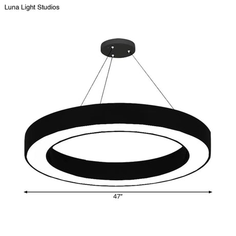 Minimalist Circle Led Pendant Light Kit - Office Hanging Lamp In Black Sizes: 16 23.5 47