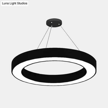 Minimalist Circle Led Pendant Light Kit - Office Hanging Lamp In Black Sizes: 16 23.5 47