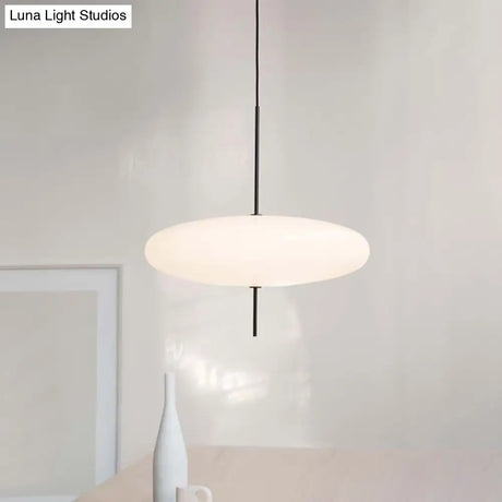 Circular Modernism Pendant Light With White Glass - 1-Bulb Dining Room Ceiling Fixture