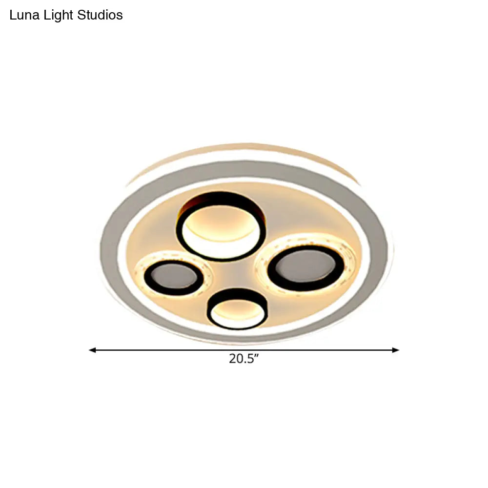 Circular Modernist Led Black Ceiling Light Fixture For Bedroom 16.5’/20.5’ Diameter