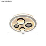 Circular Modernist Led Black Ceiling Light Fixture For Bedroom 16.5’/20.5’ Diameter