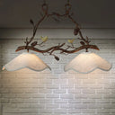 Classic 2-Head Resin Branch Suspension Light With Scalloped Shade - Brown / A