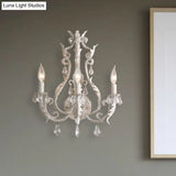 Classic 3-Head Crystal Wall Sconce In Grey/Ivory - Traditional Candlestick Mount Lamp