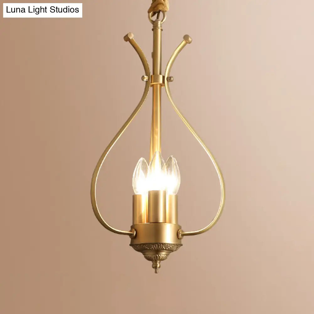 Classic 4-Light Gold Candle Chandelier - Dining Room Pendant Lighting With Metal