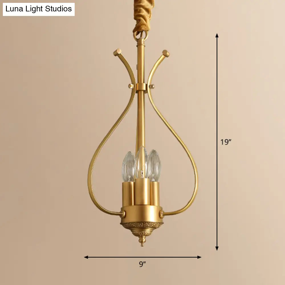 Classic 4-Light Gold Candle Chandelier - Dining Room Pendant Lighting With Metal