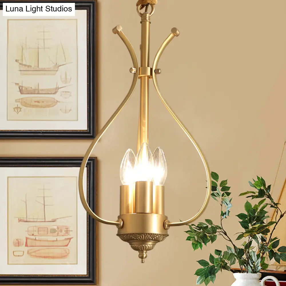 Classic 4-Light Gold Candle Chandelier - Dining Room Pendant Lighting With Metal