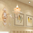 Classic Beige Candle Wall Sconce With Faux Jade Glass - Bedroom Lighting Fixture 1 / Lotus