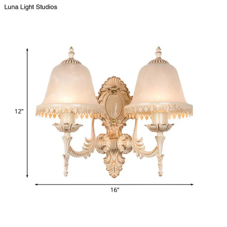 Classic Beige Frosted Glass Wall Sconce Lamp - Elegant Light Fixture For Living Room