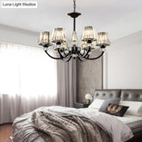 Classic Black Ceiling Pendant Lamp With Crystal Cone Shade For Bedroom Chandelier