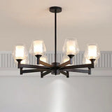 Classic Black Chandelier With Clear Textured Glass - 3/6/8 Lights Traditional Dining Room Ceiling