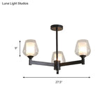 Classic Black Chandelier With Clear Textured Glass - 3/6/8 Lights Traditional Dining Room Ceiling