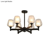 Classic Black Chandelier With Clear Textured Glass - 3/6/8 Lights Traditional Dining Room Ceiling