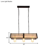 Classic Black Island Lamp - 3/5 Light Ceiling Hanging Fixture With Exposed Bulbs & Frosted Glass