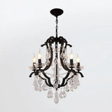Classic Black Metal Chandelier With Crystal Accent - Elegant Living Room Pendant Light 5 /