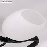 Classic Black Semi Flush Mount Ceiling Fixture With Bubble White Glass Shades - 6/8/10 Lights For