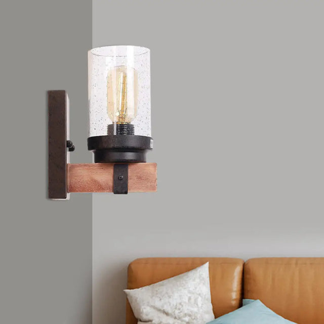 Classic Black Wall Vanity Light With Clear Seeded Glass Shade - 1/2/3 Bathroom Sconce Fixture 1 /