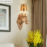 Classic Black/White/Gold Bedroom Wall Lamp With Fabric Cone Shade