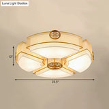 Classic Brass/Black Fabric Drum Flushmount Light - Perfect For Living Room Décor 8 Lights