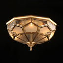 Classic Brass Flush Mount Ceiling Light Fixture With Frost Glass - Ideal For Living Room / 14’