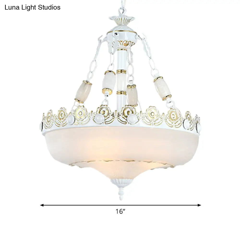 Classic Brass Pendant Ceiling Light With White Glass Basket Shade - 12/16 Led Ideal For Living Room