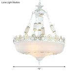 Classic Brass Pendant Ceiling Light With White Glass Basket Shade - 12/16 Led Ideal For Living Room