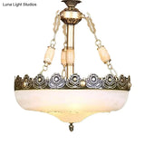 Classic Brass Pendant Ceiling Light With White Glass Basket Shade - 12/16 Led Ideal For Living Room