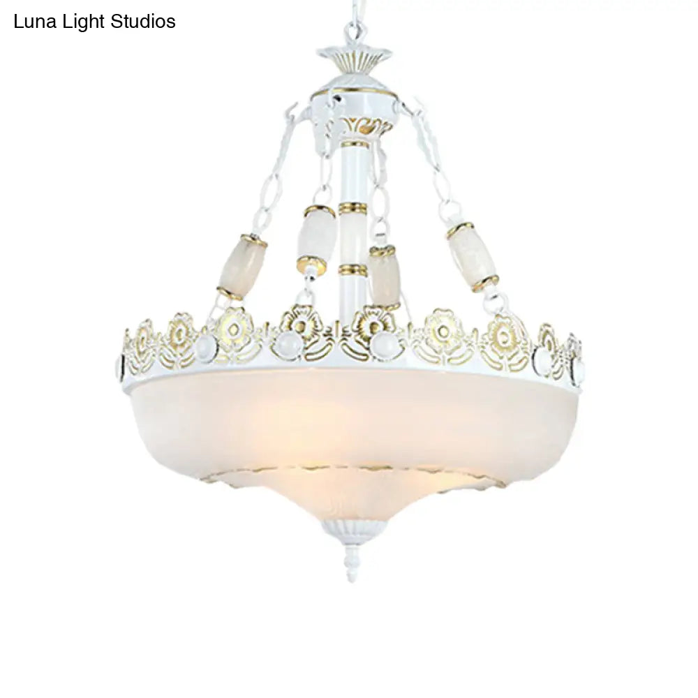 Classic Brass Pendant Ceiling Light With White Glass Basket Shade - 12/16 Led Ideal For Living Room