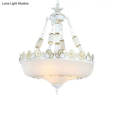 Classic Brass Pendant Ceiling Light With White Glass Basket Shade - 12/16 Led Ideal For Living Room