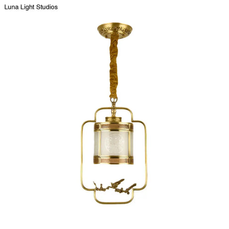 Classic Brass Pendant Light With Metal Cylinder Shade For Corridor - Complete Hanging Lamp Kit