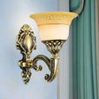 Classic Brass Wall Sconce Light Fixture With Frosted Glass - Flared Design Bedroom Lamp 1 /