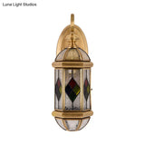Classic Brass Wall Sconce With Ripple Glass And Gold Capsule Light