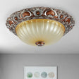 Classic Brown Pleated Flush Mount Ceiling Fixture 2/3 Light 13’/17’/19.5’ Wide / 13’