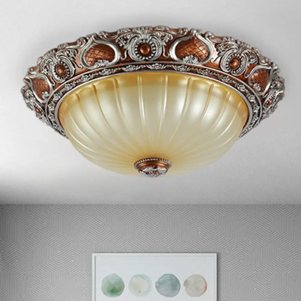 Classic Brown Pleated Flush Mount Ceiling Fixture 2/3 Light 13’/17’/19.5’ Wide / 13’