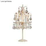 Classic Candelabra Table Lamp With 4 Crystal Drip Heads In White/Black - Perfect For Bedside