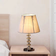 Classic Chrome Crystal Night Lamp With Round Faceted Design & Conical Fabric Shade - Ideal For