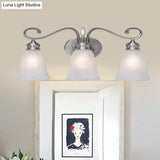 Classic Chrome Sconce With Frosted Glass Bell Shades - 3-Light Vanity Fixture For Bathroom
