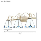 Classic Cone Wall Sconce With Curved Arm And White Glass - 2/3 Lights For Elegant Bathroom Lighting